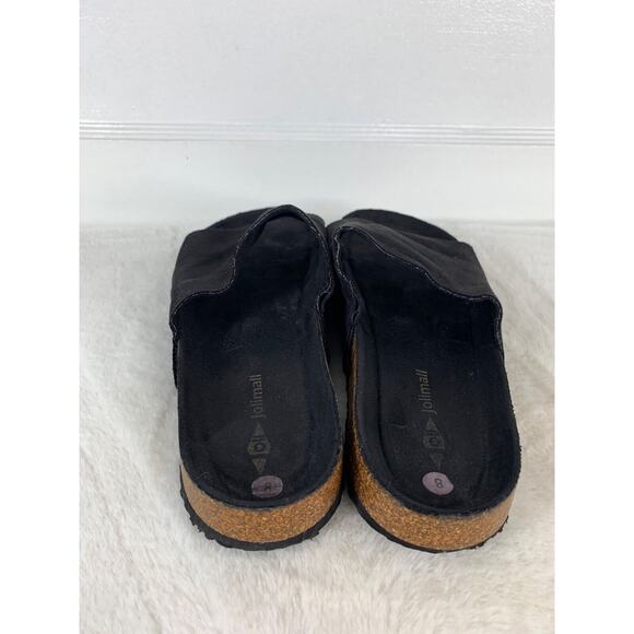 Jolimall Womens Black Suede Cork Slip-On Sandals Size 8 - Picture 3 of 9